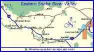 Thumbnail map link to larger map of Eastern Snake River Valley, Idaho wine country