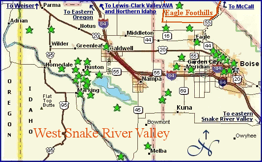 Maps Idaho Wine Regions Snake River Valley Wineries
